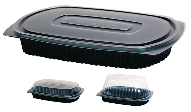 Embalagem Deluxe em PP negro para take away elegante e resistente