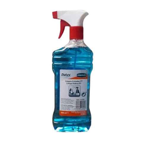 Frasco de limpa vidros Dutex 500 ml com pulverizador, sobre fundo branco