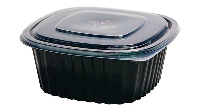Embalagem Deluxe em PP negro para take away elegante e resistente