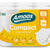 Pack de 12 rolos de papel higiénico Amoos Compact 35m de folha dupla, equivalente a 24 rolos