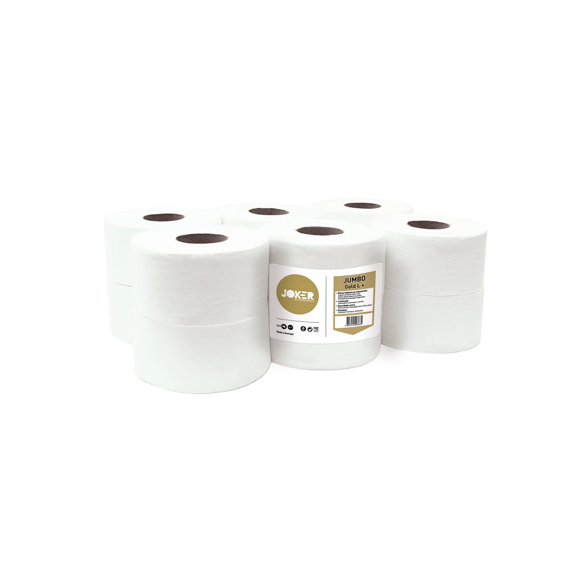 Pack de rolos de papel higiénico Jumbo Gold L+ Joker com etiqueta dourada