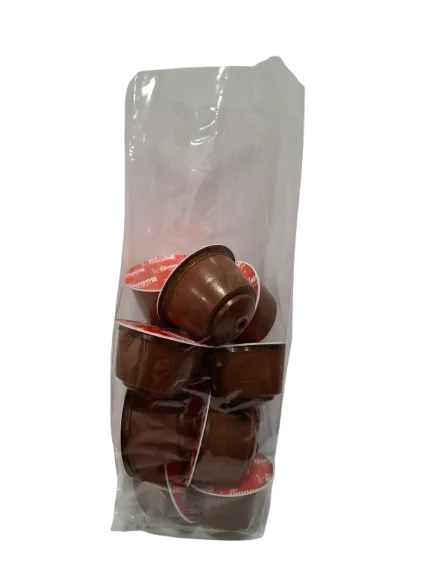 Saco OPP transparente 750 com cápsulas de café