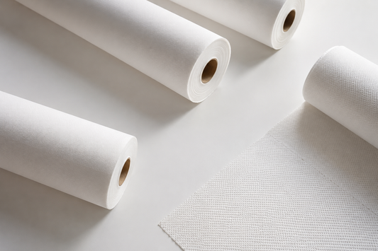 Rolos de papel descartável para marquesa de tratamento, em larguras 50 cm e 60 cm, para uso em clínicas e centros de estética