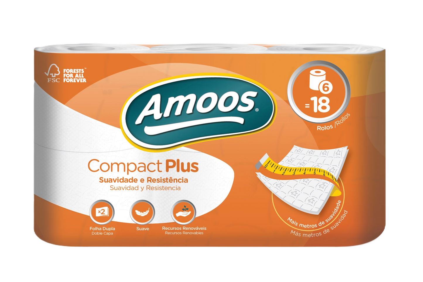 Amoos Compact Plus Toilet Paper 50 meters 42 rolls