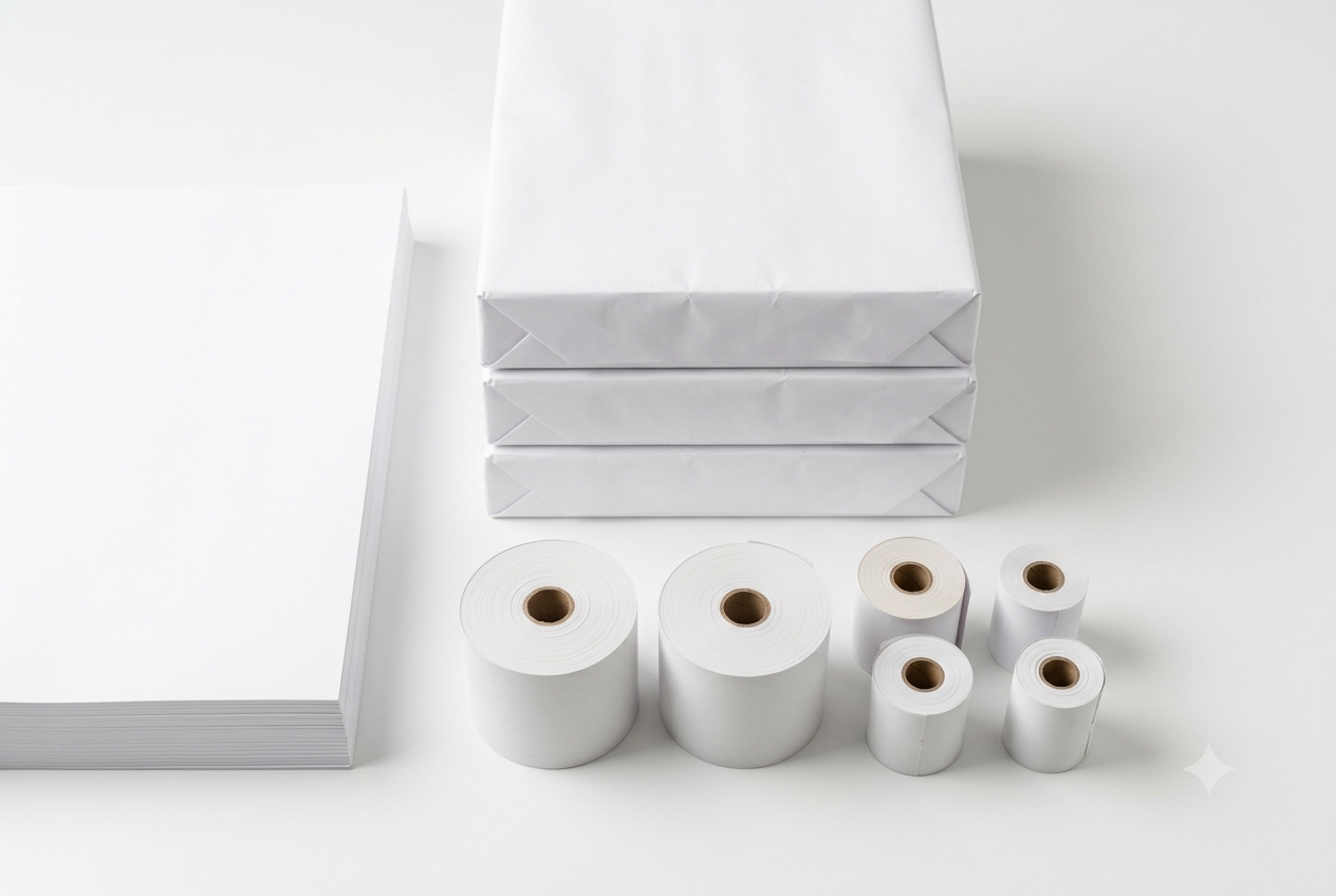 Resmas de papel A4 Navigator, papel A3 Discovery e rolos térmicos para impressora POS — papel de impressão profissional