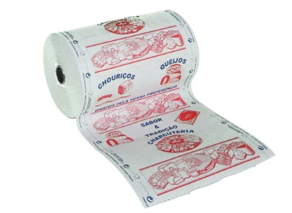 Papel charcutaria impresso em pasta pura — estrutura multipelícula para proteção contra humidade e odores em câmara frigorífica