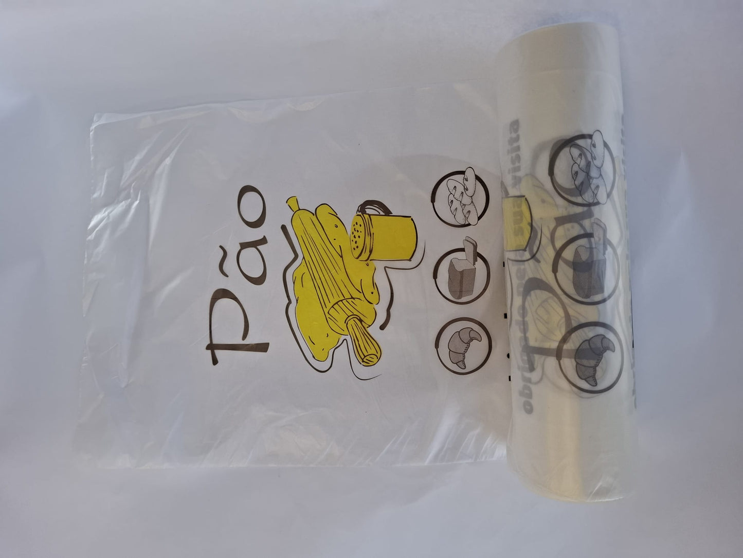 Saco em Rolo PEAD Impresso — Resistência e Higiene para Fruta, Pão e Peixe