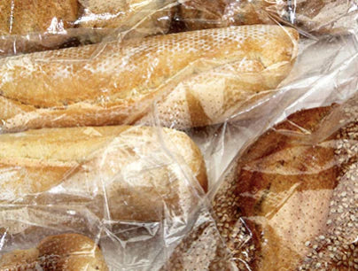 Saco microperfurado em polipropileno cristal transparente — embalagem para pão, fruta e hortaliças