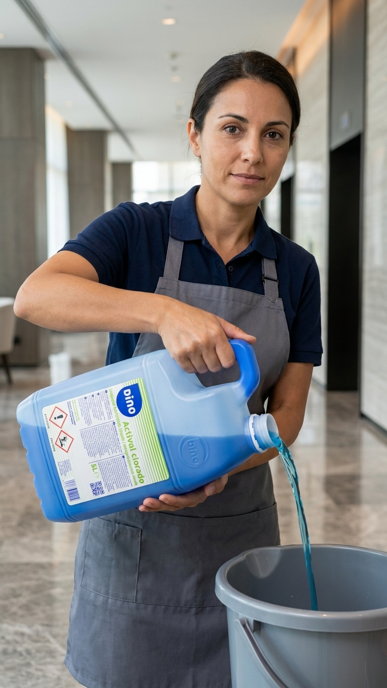 Profissional a diluir Actival Clorado 5L num balde para limpeza — RAS Embalagens