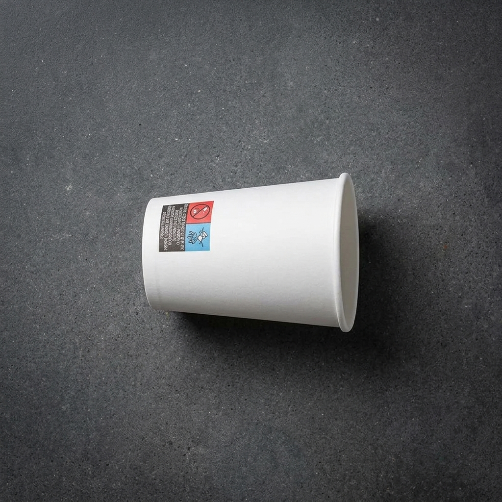 Copo de papel de 240ml sobre fundo escuro
