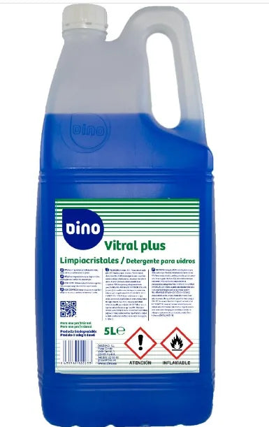 Garrafão de detergente para vidros 5 L Dino Vitral Plus, sobre fundo branco
