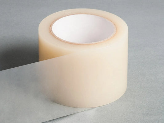 Rolo de fita adesiva transparente de tom creme, 80 mm, para reparação de estufas — RAS Embalagens