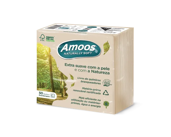 Pack de guardanapos Amoos Naturally Soft 33x33 de folha dupla em fundo claro