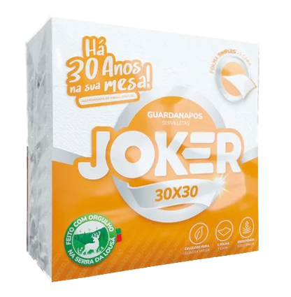 Pack de guardanapos Joker 30x30 de uma folha, em embalagem laranja e branca