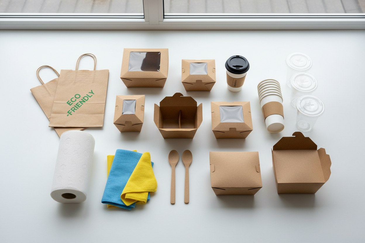 Guia de embalagens descartáveis para HoReCa — copos, take-away, sacos e higiene profissional | RAS Embalagens