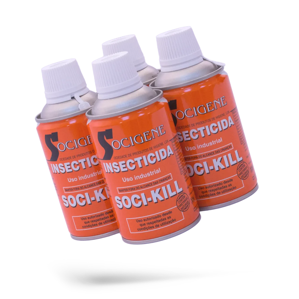 Pack de 4 recargas de inseticida Soci-Kill em aerossol para dispensador automático