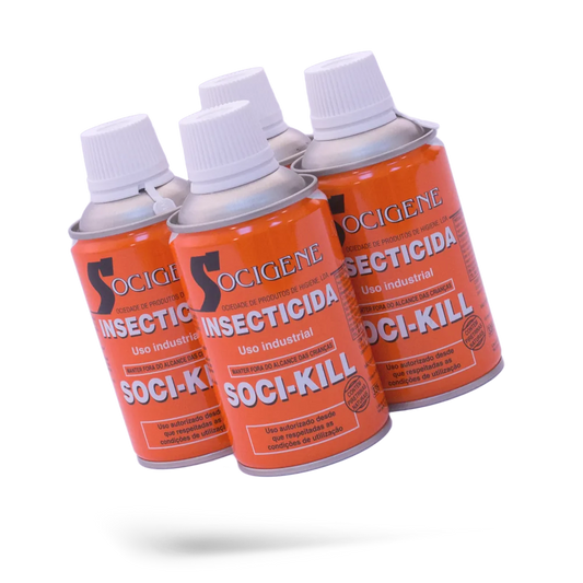 Pack de 4 recargas de inseticida Soci-Kill em aerossol para dispensador automático
