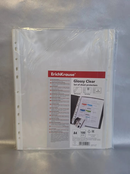Embalagem de micas A4 transparentes ErichKrause Glossy Clear