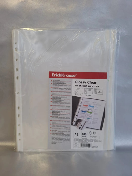 Embalagem de micas A4 transparentes ErichKrause Glossy Clear