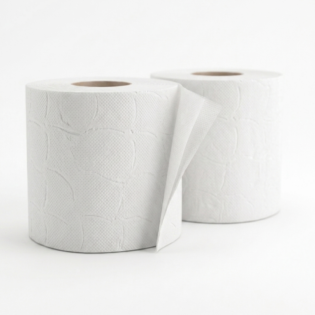 Detalhe de rolos de papel higiénico Estrela Comfort de 2 folhas — RAS Embalagens