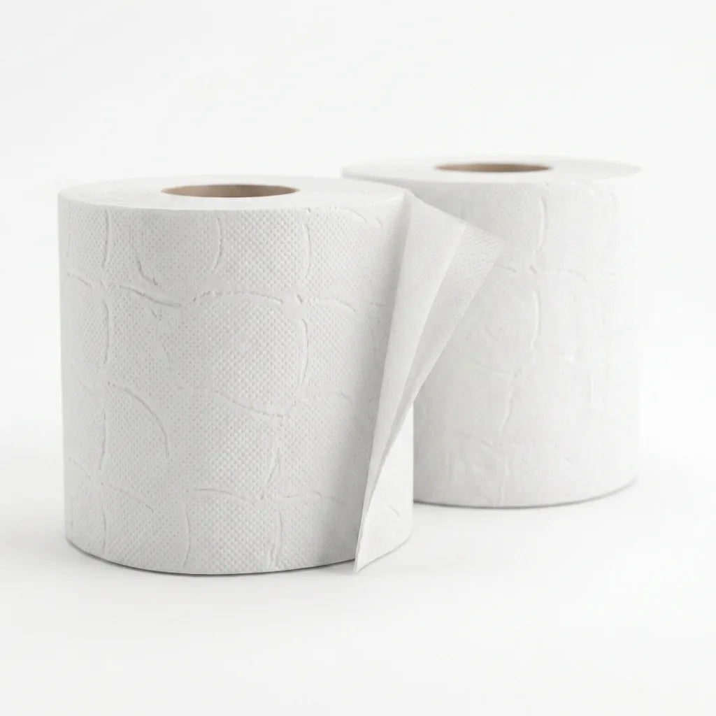 Detalhe de rolos de papel higiénico Estrela Comfort de 2 folhas — RAS Embalagens
