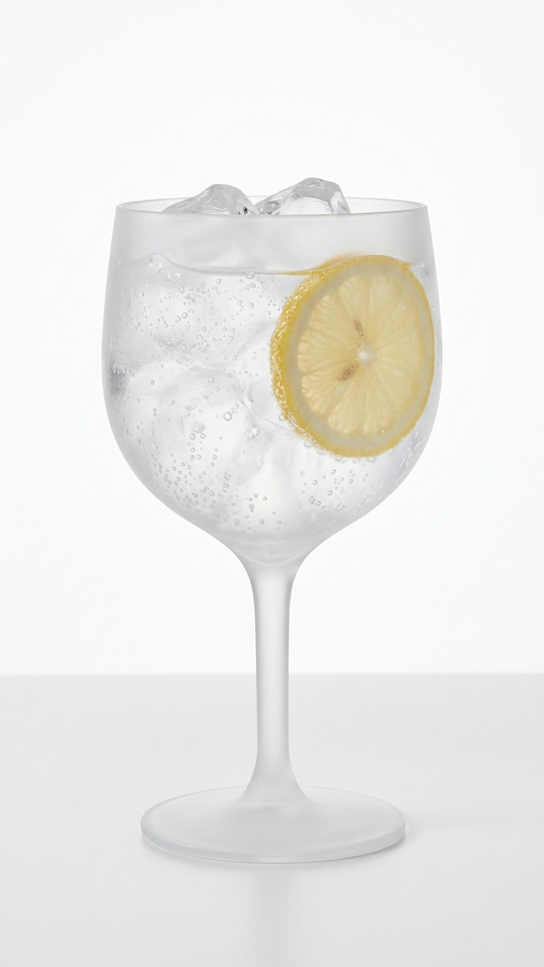 Copo Gin PP 600ml servido com gin tónico — RAS Embalagens