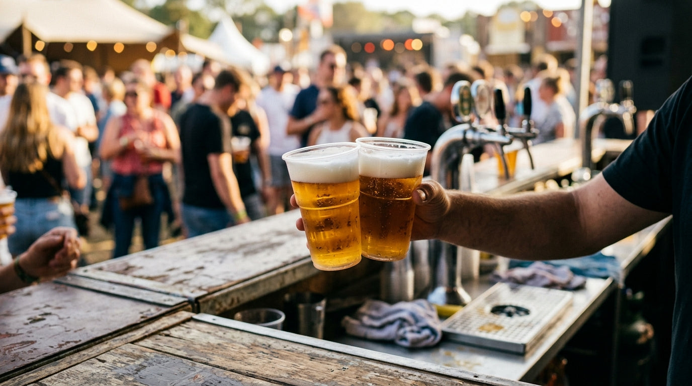 Copo Imperial Descartável 250ml em serviço num evento ou festival — RAS Embalagens