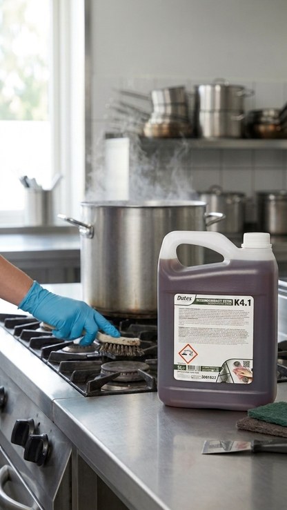 Desengordurante Extra Concentrado Dutex 5L em bancada de inox — RAS Embalagens