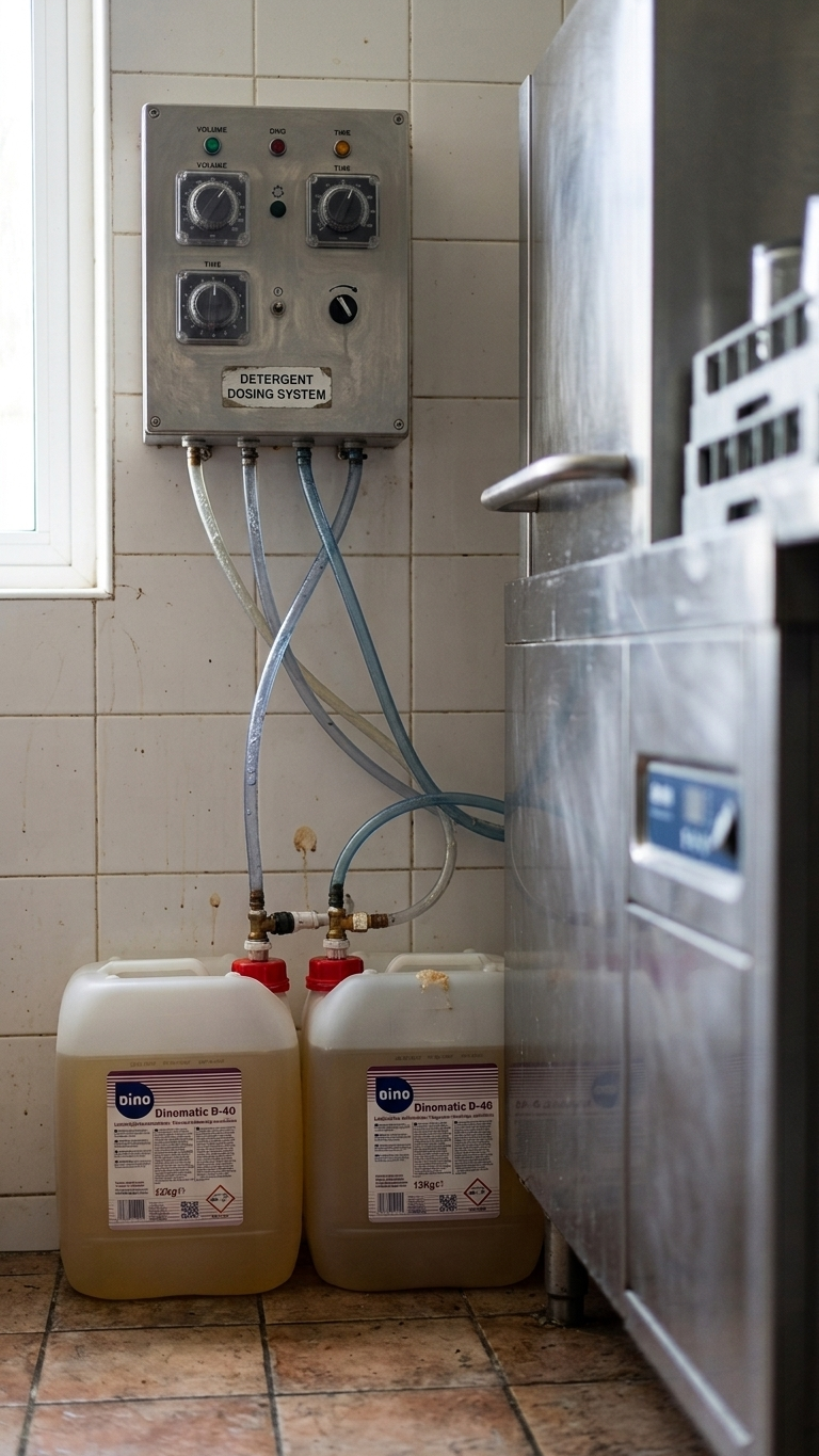 Detergente Dinomatic D-40 Bilha 12kg — painel de doseamento automático — RAS Embalagens