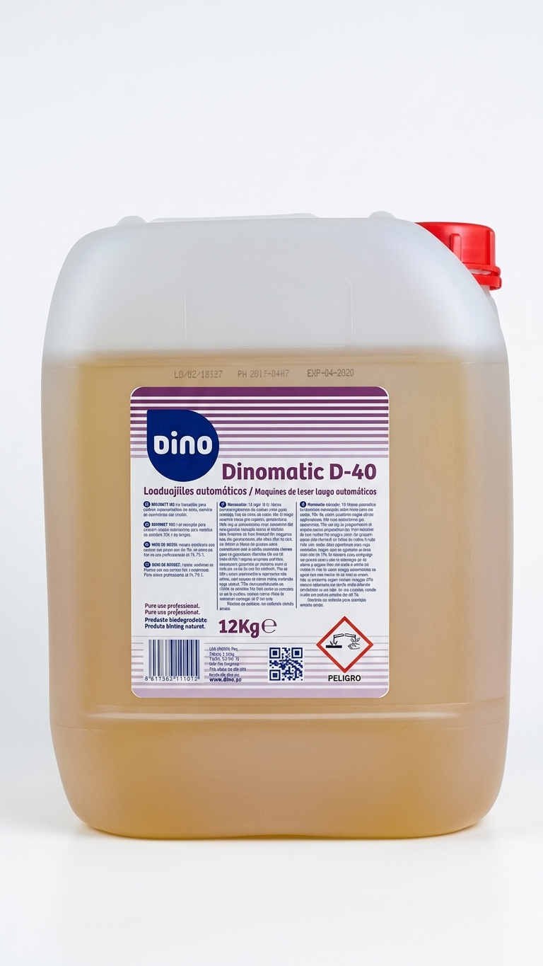 Detergente Dinomatic D-40 Bilha 12kg em fundo isolado — RAS Embalagens
