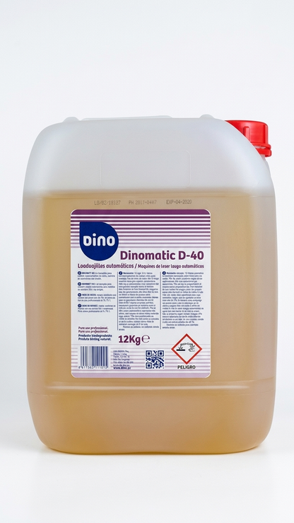 Detergente Dinomatic D-40 Bilha 12kg em fundo isolado — RAS Embalagens