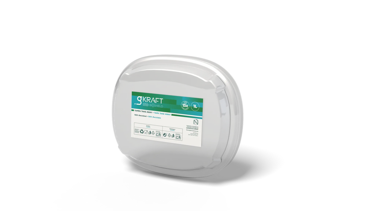Tampa PP transparente Embalagem Take Away gKRAFT BioShield 1L — RAS Embalagens