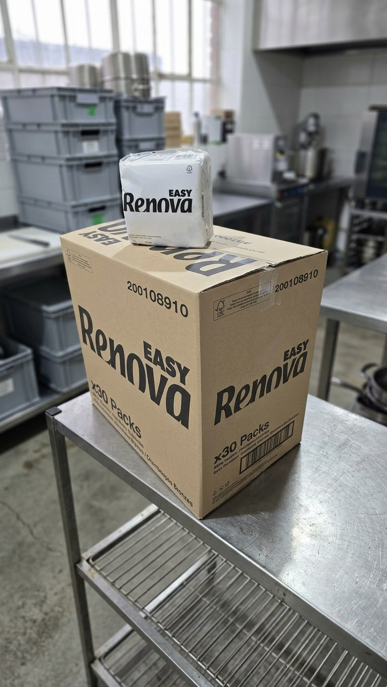 Guardanapo 33x33 Renova Easy — caixa em carrinho de armazém — RAS Embalagens