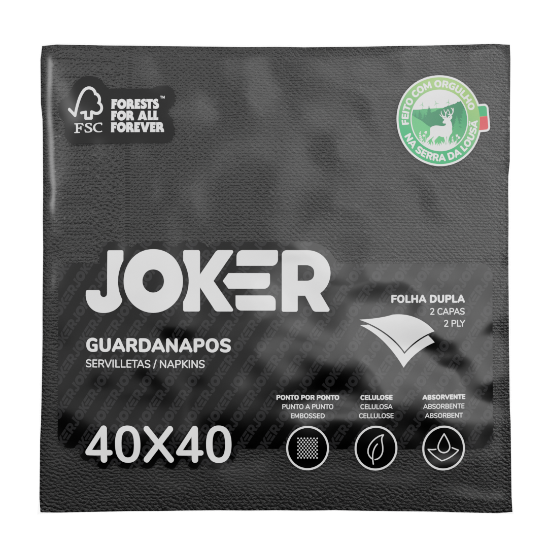 Guardanapo Joker 40x40 PPP Preto — RAS Embalagens