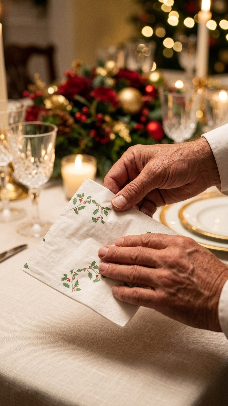 Guardanapos Natal 40x40 Renova numa mesa com ambiente natalício — RAS Embalagens