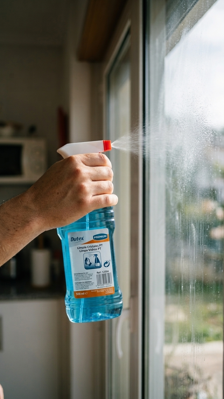 Limpa Vidros Dutex com Pulverizador 500ml — detalhe da pulverização — RAS Embalagens