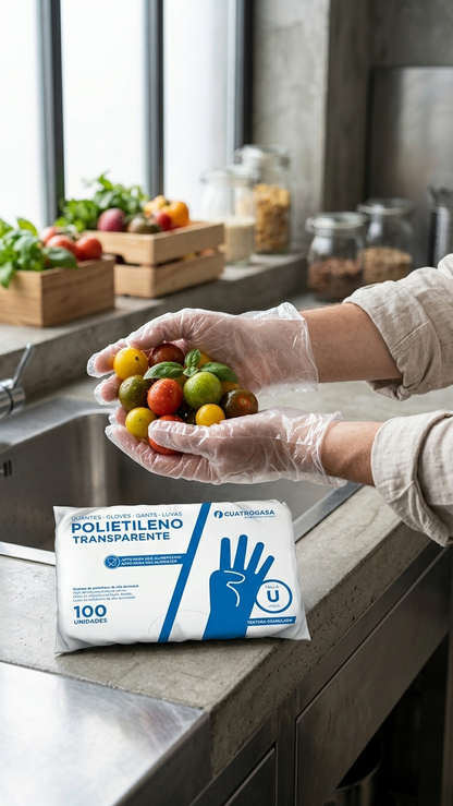 Luva Palhaço Descartável em uso na manipulação de alimentos — RAS Embalagens