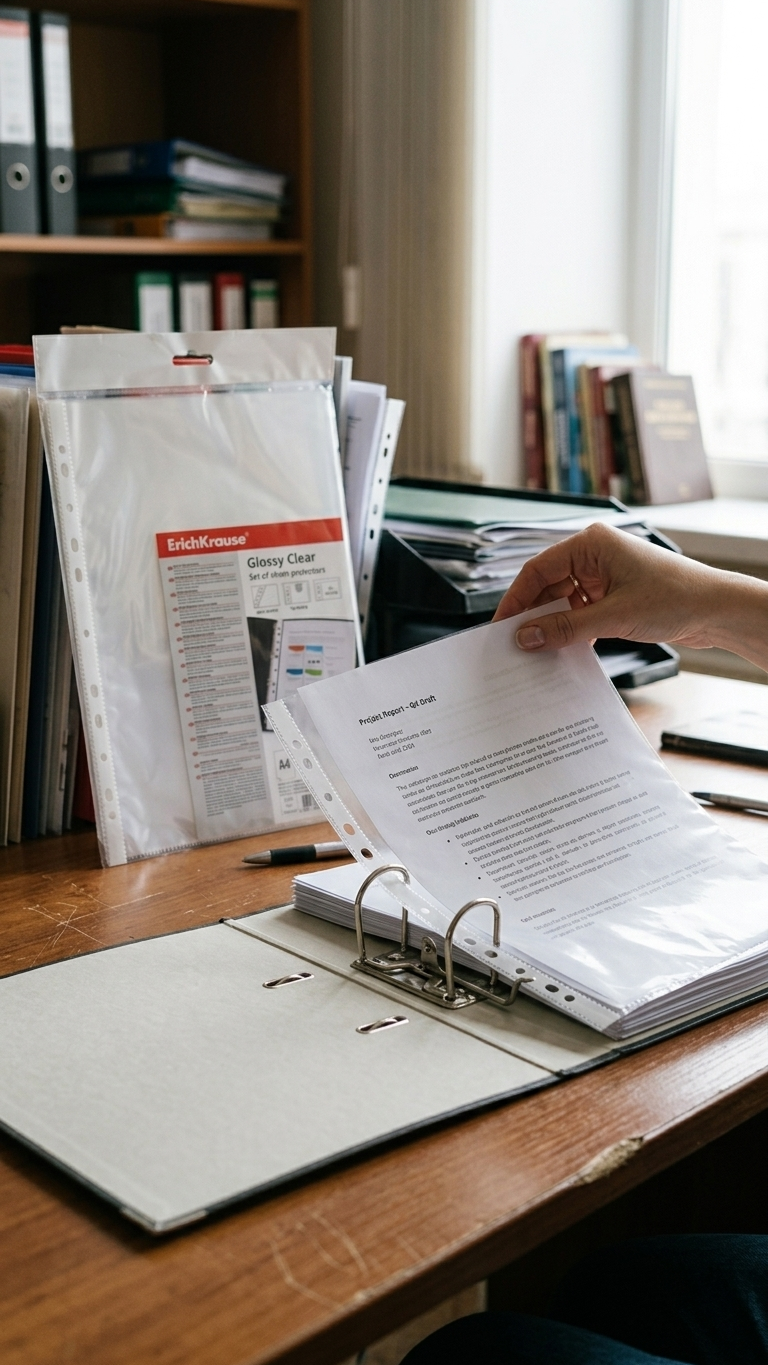 Micas A4 Transparentes 60 Micras durante organização de documentos — RAS Embalagens