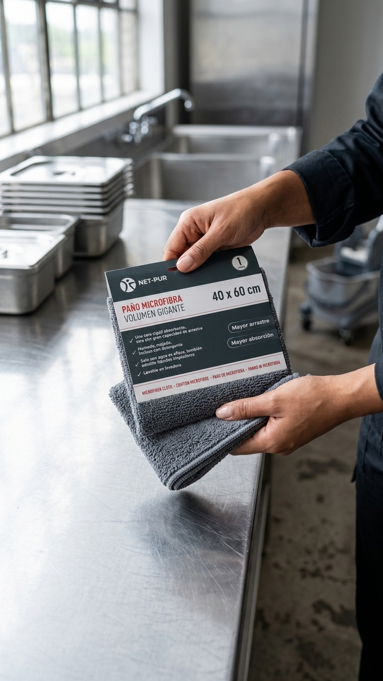 Pano Microfibra 40x60 Preto a limpar bancada em inox — RAS Embalagens