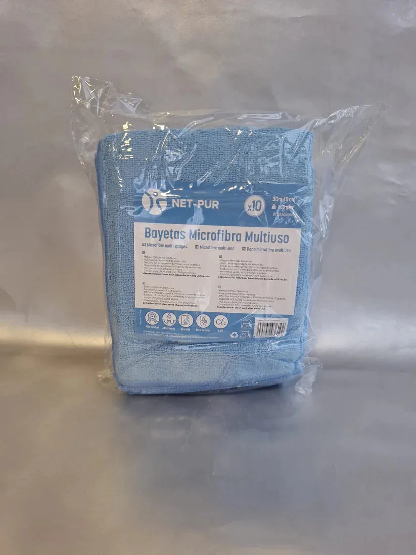 Pano Microfibra Multiusos 30x40 azul — pack de vários panos — RAS Embalagens