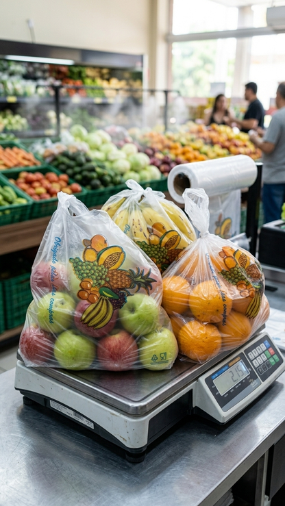 Rolo PEBD Impresso Fruta 1Kg — sacos com fruta na balança — RAS Embalagens