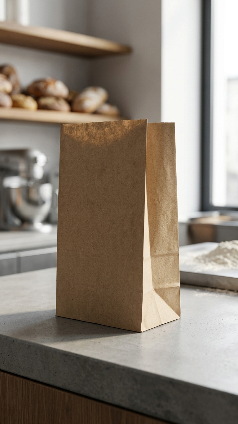 Saco de Papel Tipo Americano em bancada de cozinha — RAS Embalagens