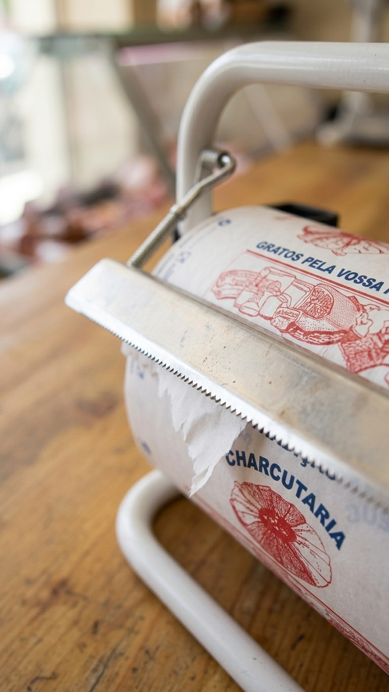 Suporte Rolo Charcutaria com rolo de papel montado — RAS Embalagens