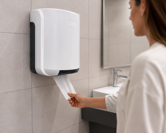 Suporte Zeta Dispensador de Papel Vista Frontal — RAS Embalagens