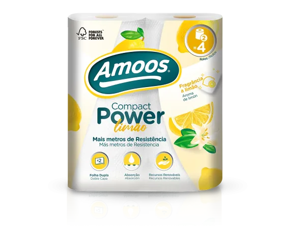 Embalagem de rolos de cozinha Amoos Compact Power com fragrância de limão