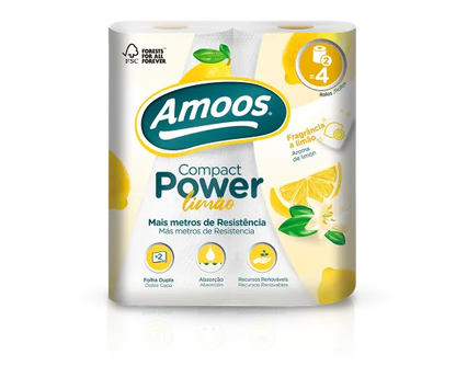 Embalagem de rolos de cozinha Amoos Compact Power com fragrância de limão