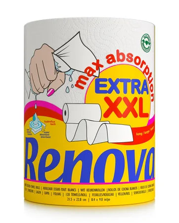 Rolo de cozinha Renova Maxx Absorption Extra XXL na embalagem individual