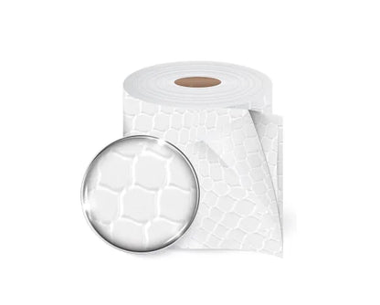 Rolo de papel higiénico Amoos Comfort Quilted com detalhe ampliado do relevo da folha