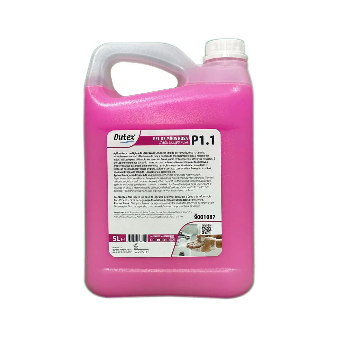 Garrafão de 5 litros de sabonete líquido Dutex P1.1 cor-de-rosa