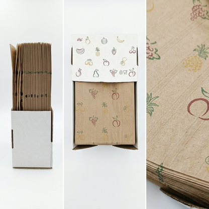 Sacos de papel kraft para fruta empilhados — RAS Embalagens